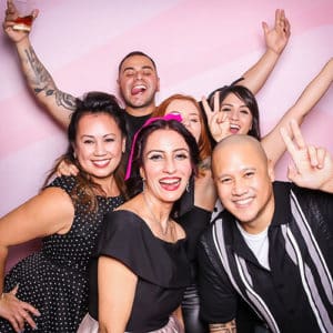 Group Shot in front of our Vintage Blush backdrop