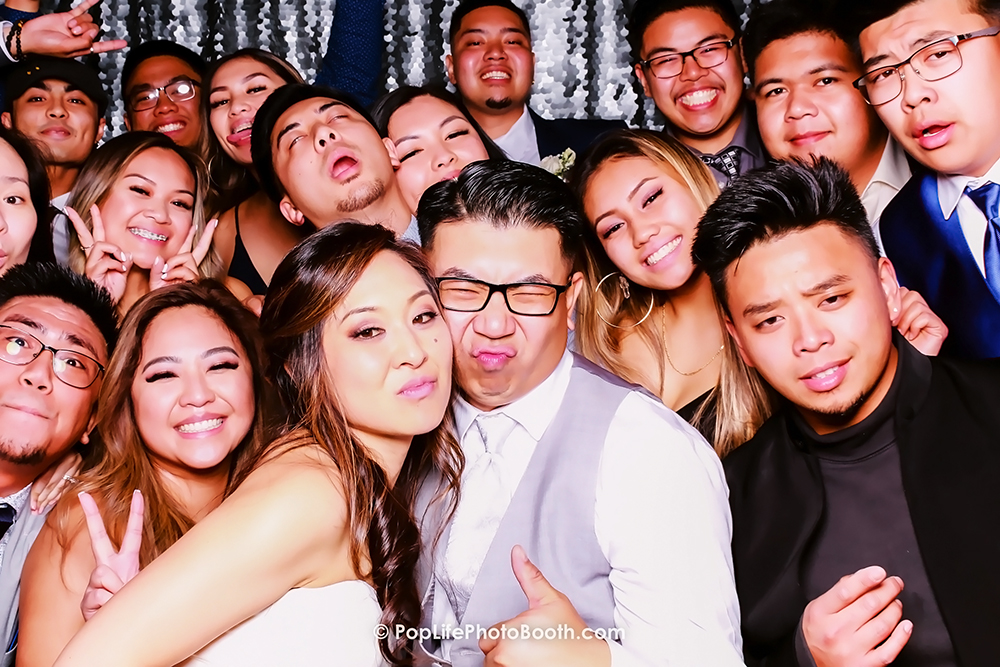 This newlywed couple with a couple of their friends in Livermore Casa real Venue
