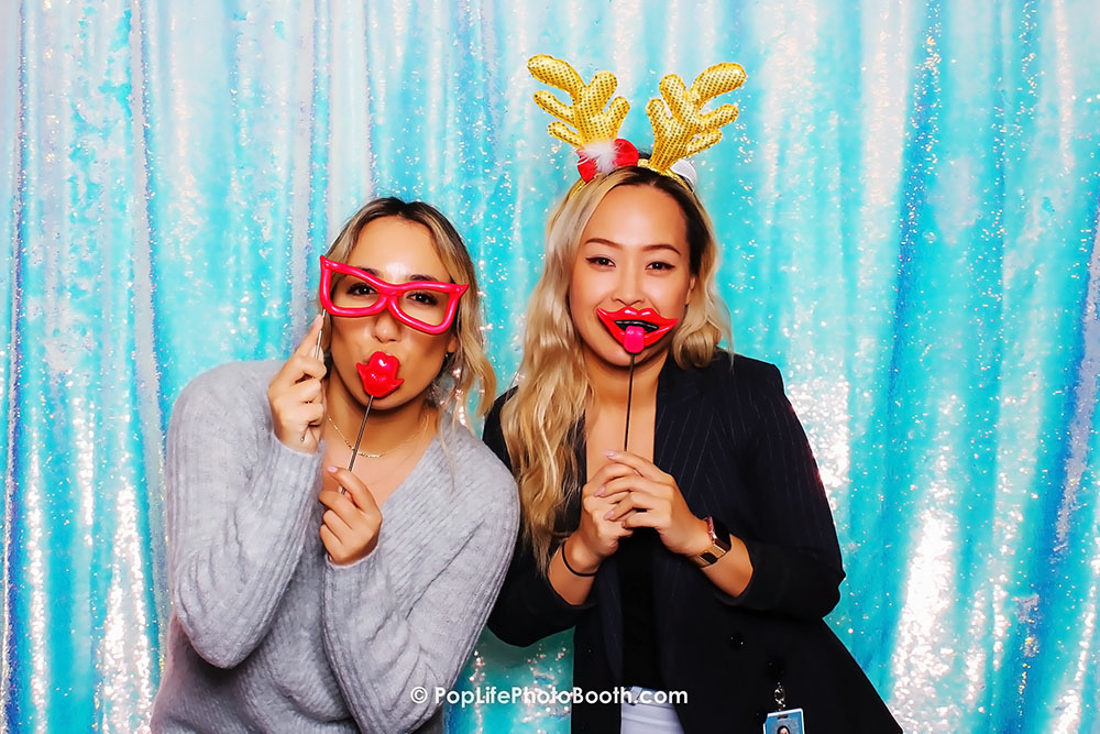 Photo Booth Holiday Party with Blue Sequins