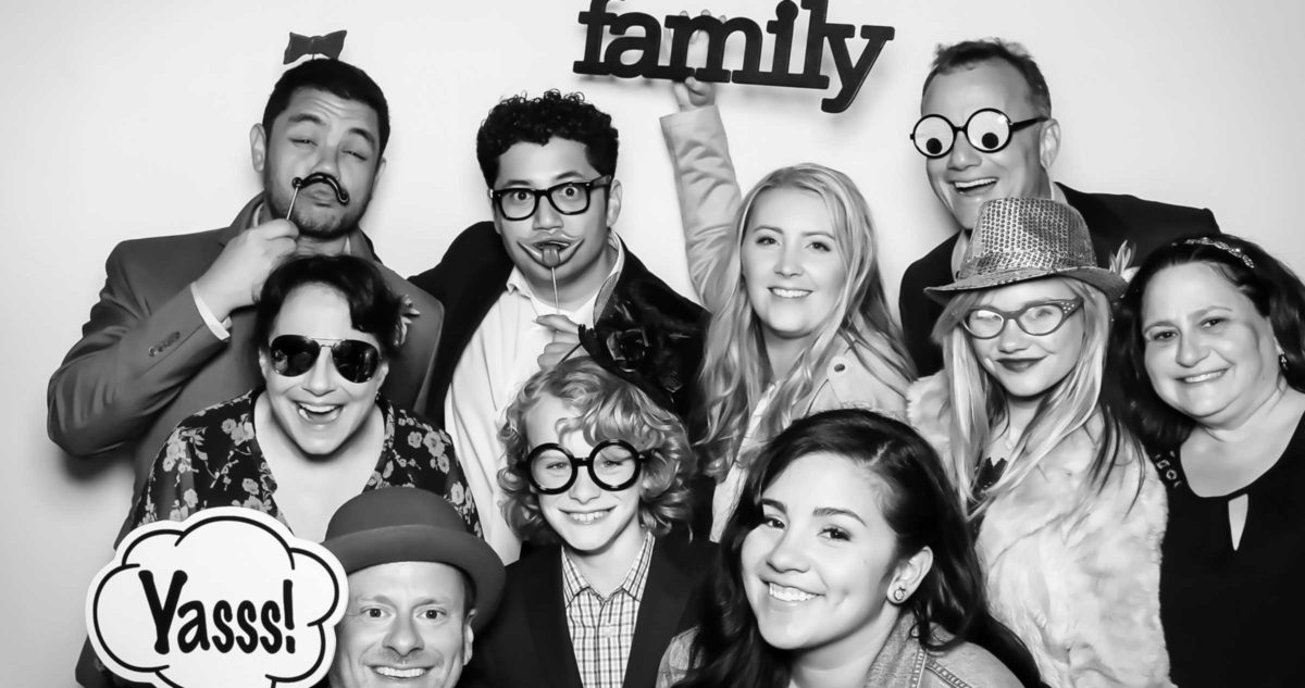 Pop Life Photo Booth Rental - Black and White Family Glam Shot