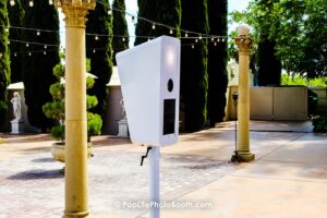 compact white photo booth for wedding events looking for clean, minimal setup in the Bay Area