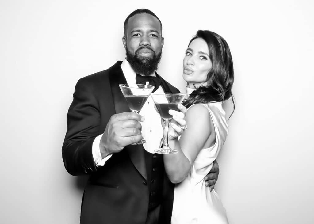 wedding couple cheers