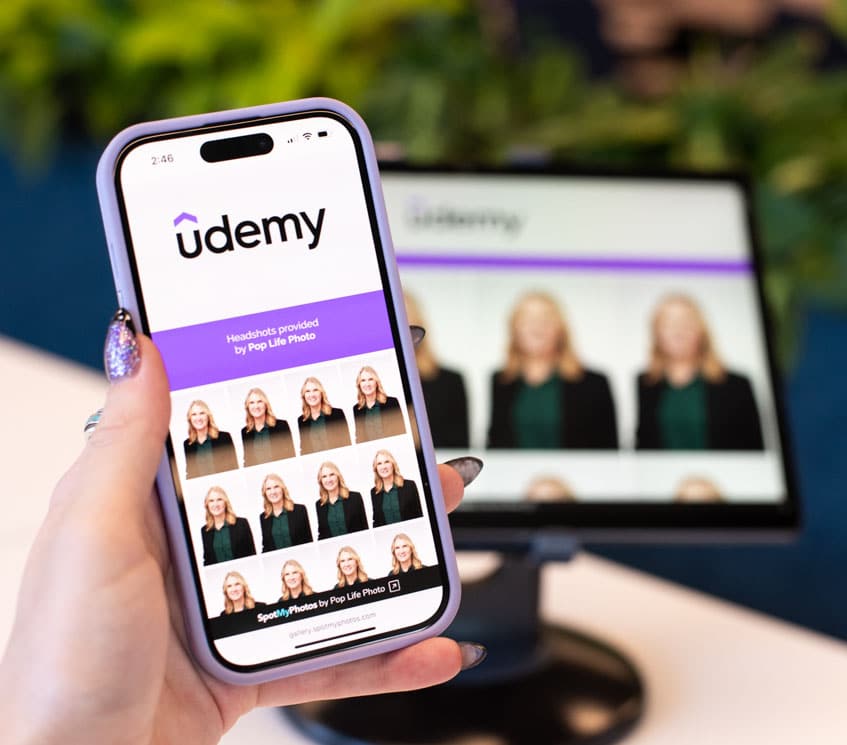 instant sharing of corporate headshot photography